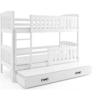 Łóżko Piętrowe Trzyosobowe Kubuś 90x200 Białe