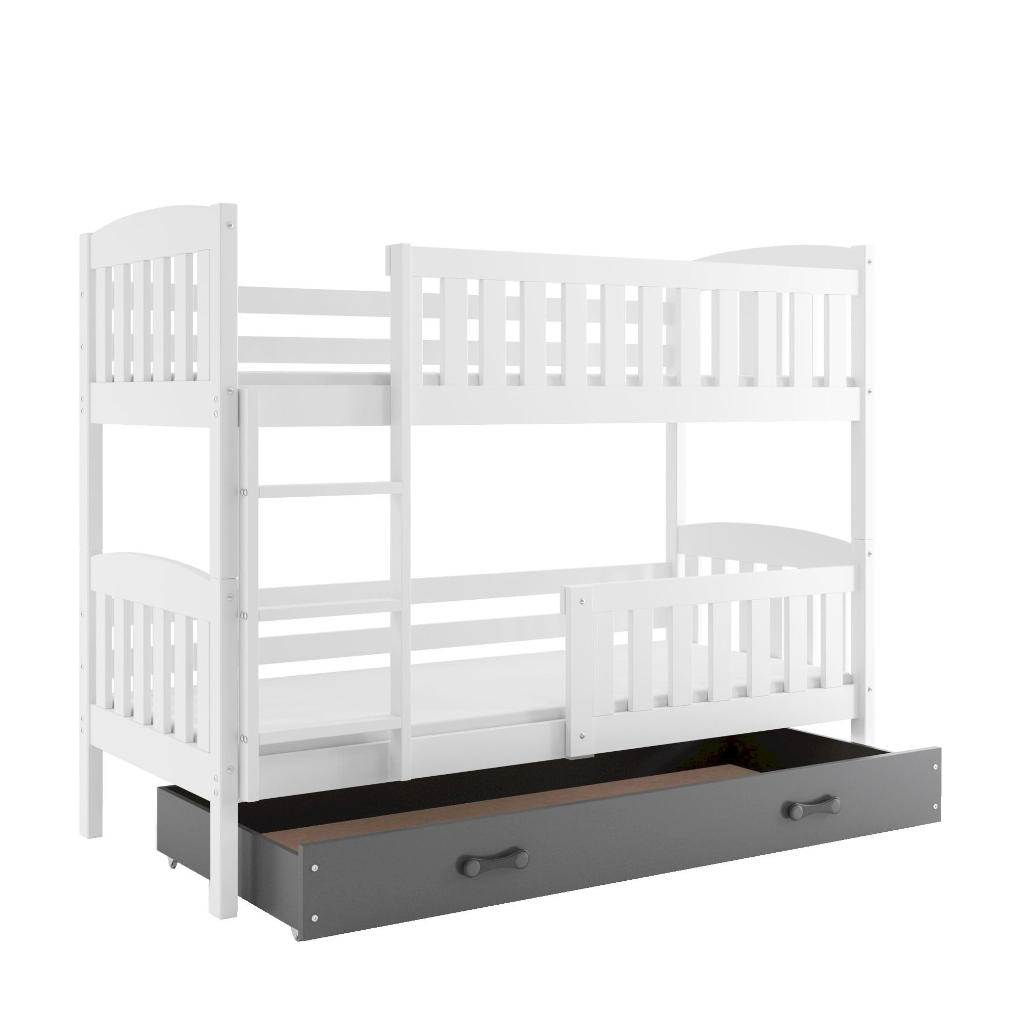 Łóżko Piętrowe Kubuś 90x200 Biały + Grarit