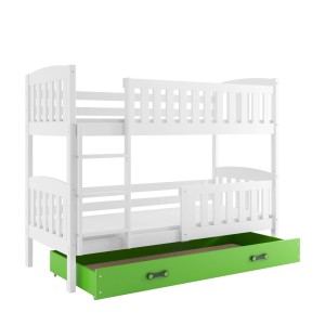 Łóżko Piętrowe Kubuś 90x200 Biały + Zielony