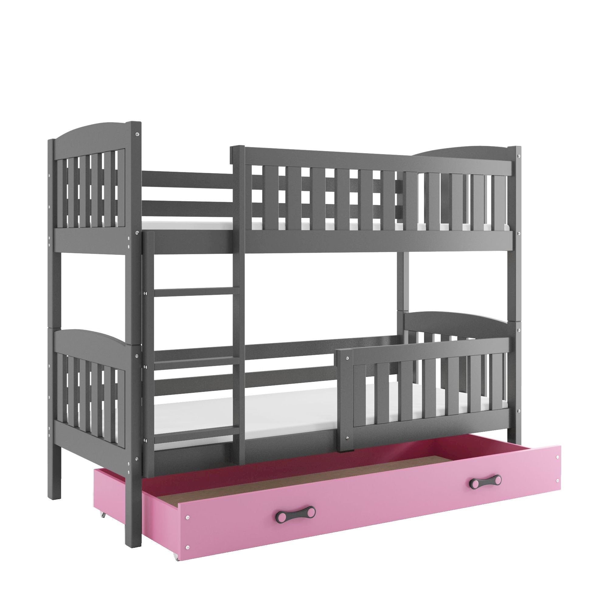 Łóżko Piętrowe Kubuś 90x200 Grafitowe