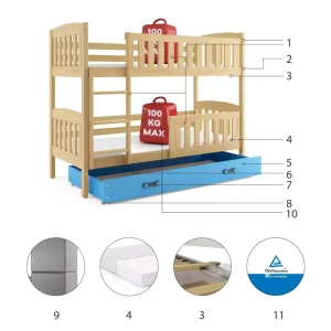 Łóżko Piętrowe Kubuś 90x200 Grafitowe