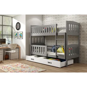 Łóżko Piętrowe Kubuś 90x200 Grafit + Różowy