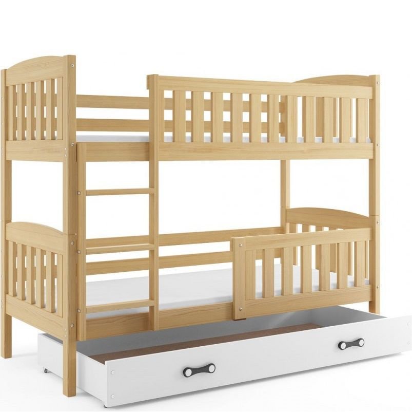 Łóżko Piętrowe Kubuś 90x200 Sosna + Zielony