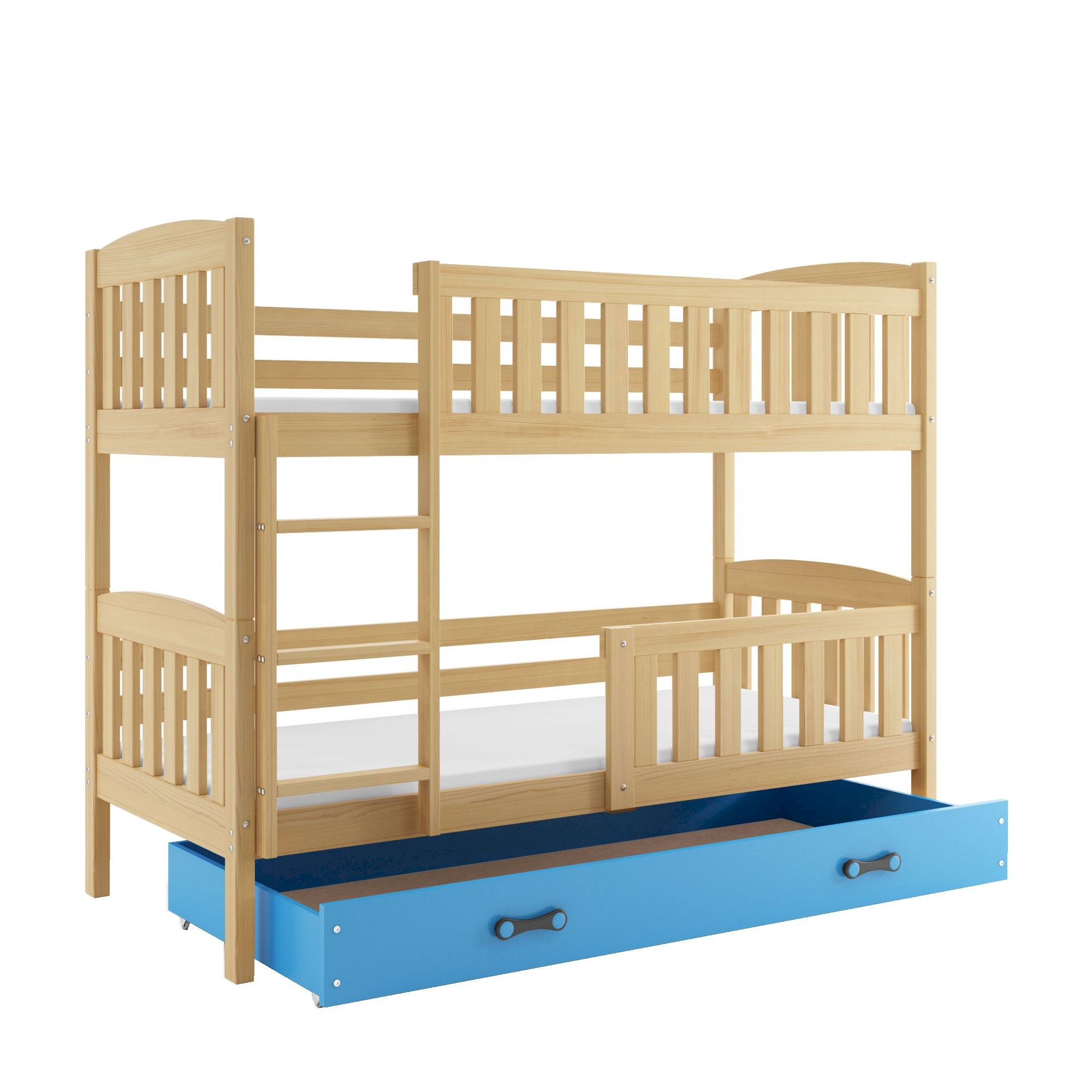 Łóżko Piętrowe Kubuś 90x200 Sosna + Zielony