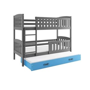 Łóżko Piętrowe Trzyosobowe Kubuś 90x200 Grafit + Biały