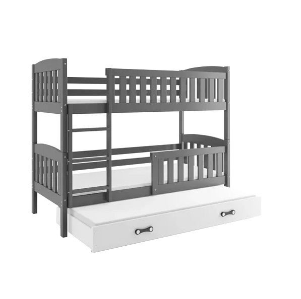 Łóżko Piętrowe Trzyosobowe Kubuś 90x200 Grafit + Biały