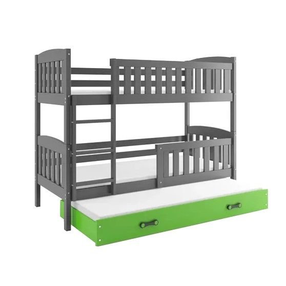 Łóżko Piętrowe Trzyosobowe Kubuś 90x200 Grafitowe