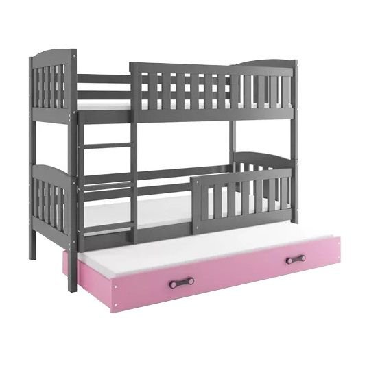 Łóżko Piętrowe Trzyosobowe Kubuś 90x200 Grafitowe