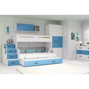 Łóżko piętrowe Max 3 Biały + Niebieski