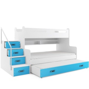 Łóżko piętrowe Max 3 Biały + Niebieski