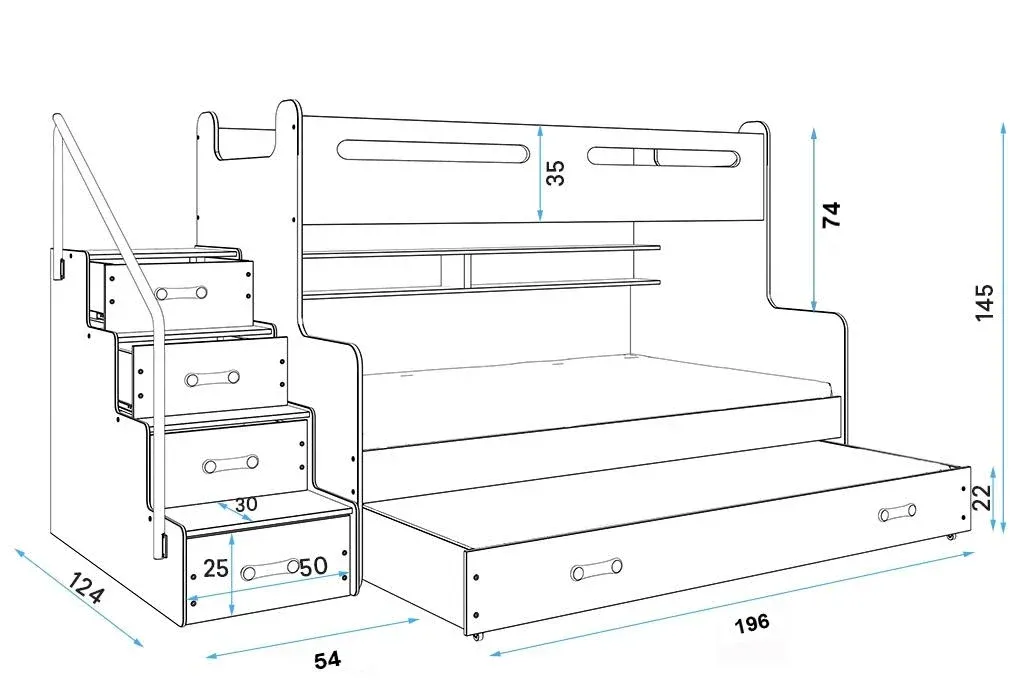 Łóżko piętrowe Max 3 Biały + Zielony