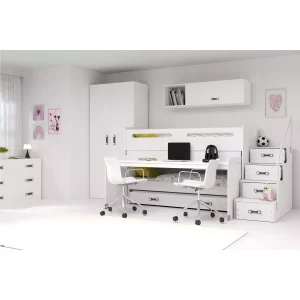 Łóżko piętrowe Max 1 Biały + Grafit