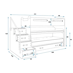 Łóżko piętrowe Max 1 Biały + Grafit