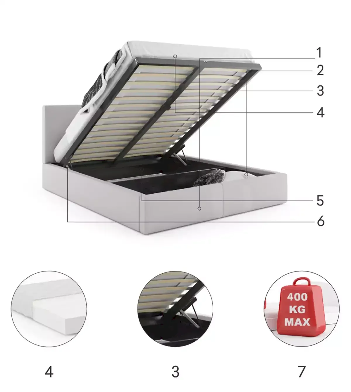 Łóżko Tapicerowane z pojemnikiem HILTON 140x200 Zielone