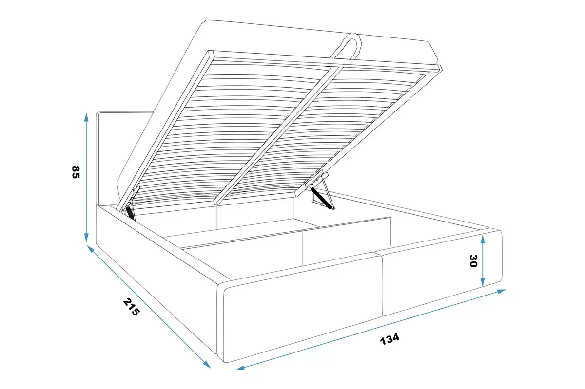 Łóżko Tapicerowane z pojemnikiem HILTON 120x200 Grafitowe