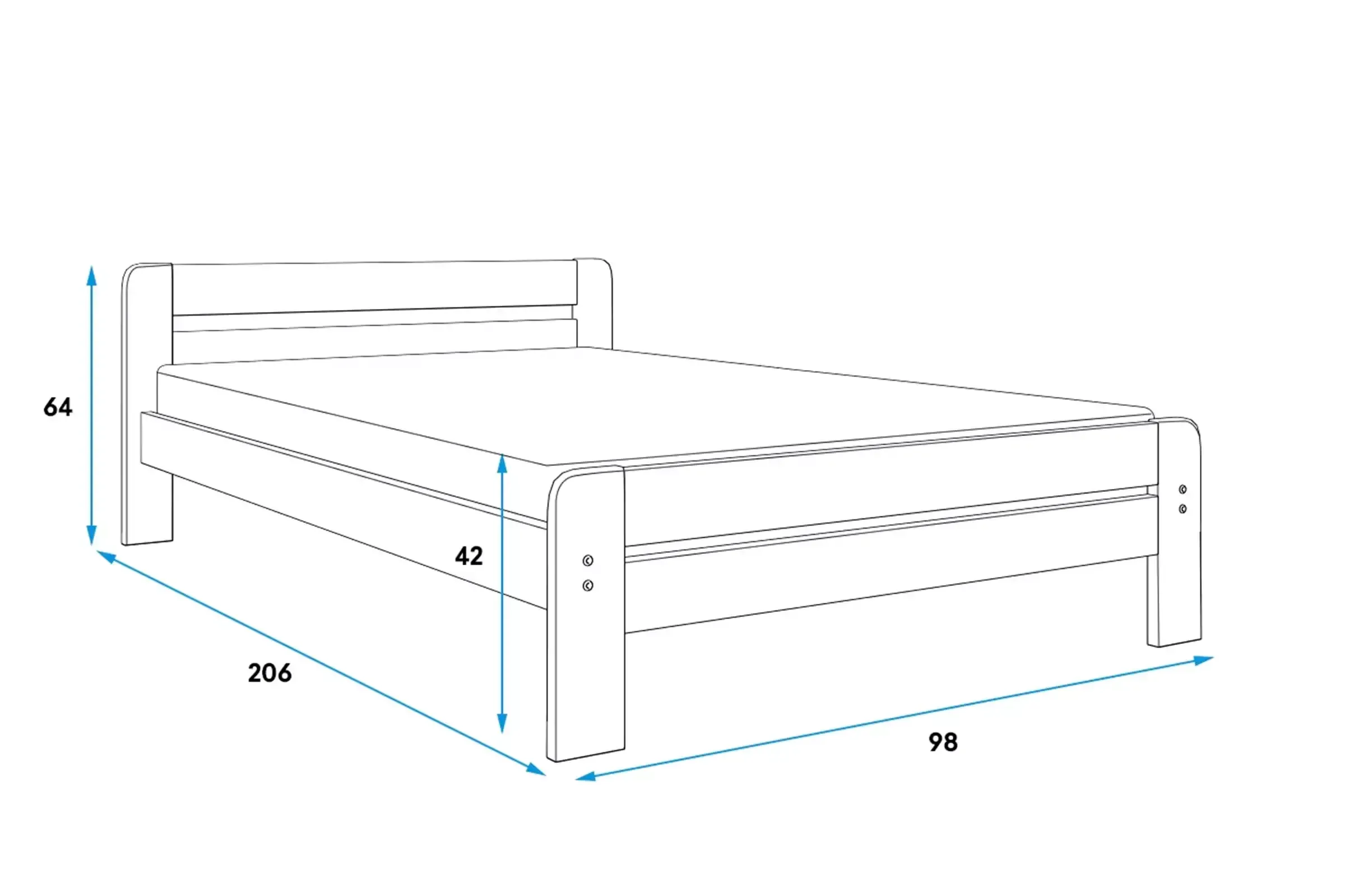 Łóżko Sosnowe DALLAS 90x200 Grafitowe