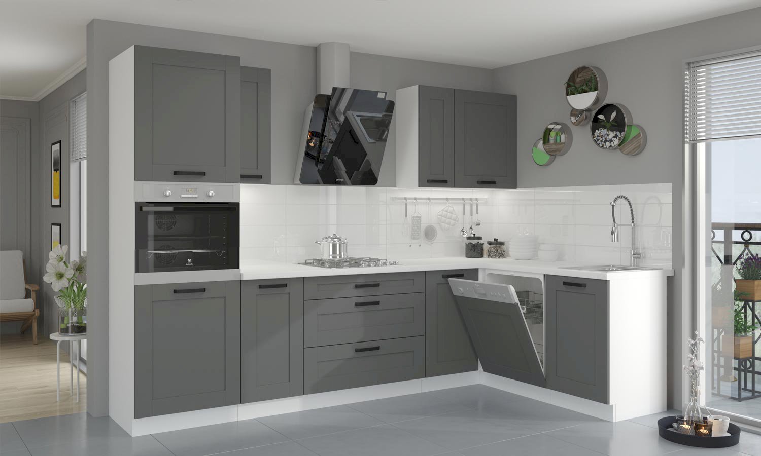 Szafka kuchenna Luna 60 DPS-210 3S 1F DUSTGR/WH