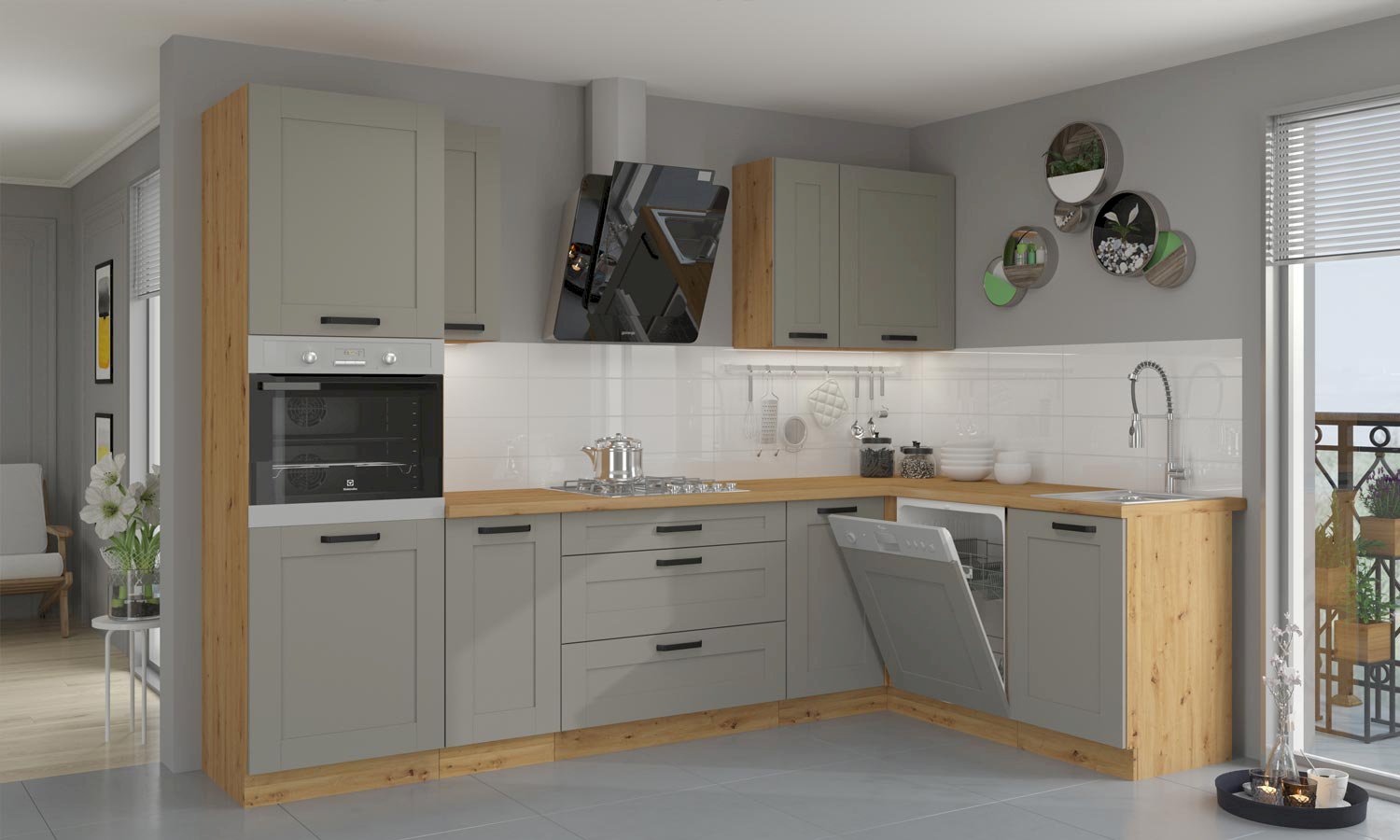 Szafka kuchenna Luna 58X58 GN-72 1F CLAYGR/AR