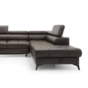 Skórzany Narożnik Mocca z Funkcją Spania
