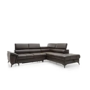 Skórzany Narożnik Mocca z Funkcją Spania