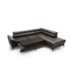 Skórzany Narożnik Mocca z Funkcją Spania