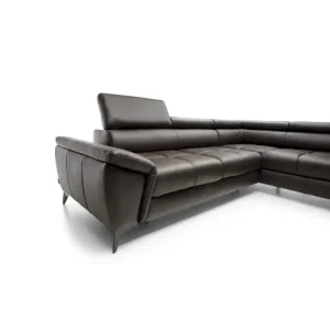 Skórzany Narożnik Mocca z Funkcją Spania