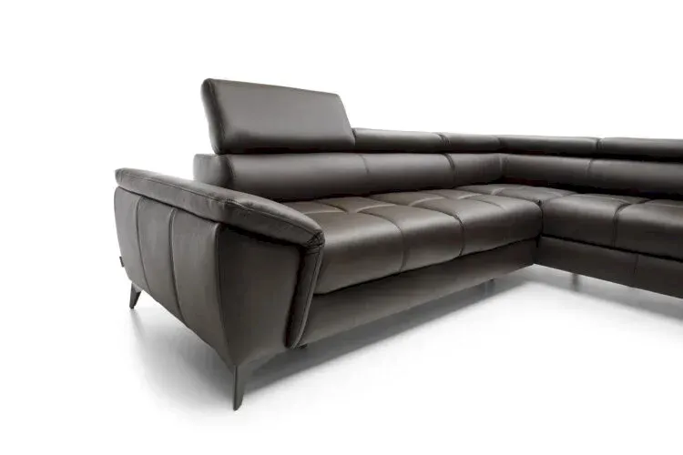 Skórzany Narożnik Mocca z Funkcją Spania