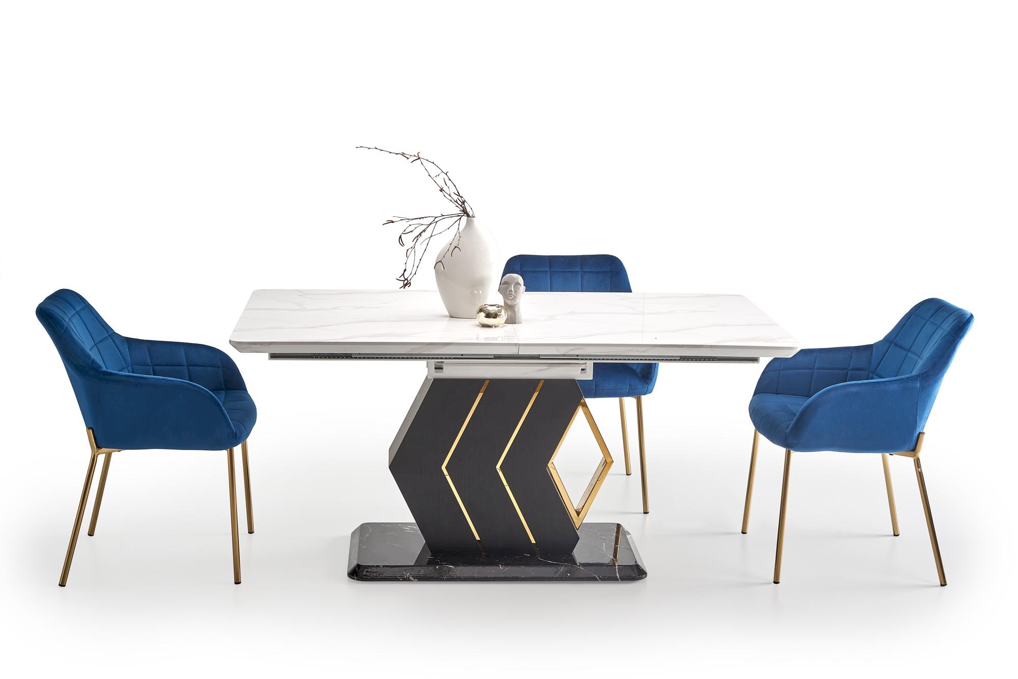 VALENTINO stół rozkładany jasny popiel/złoty