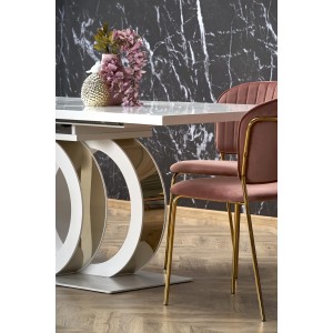 GALARDO stół rozkładany, biały / złoty