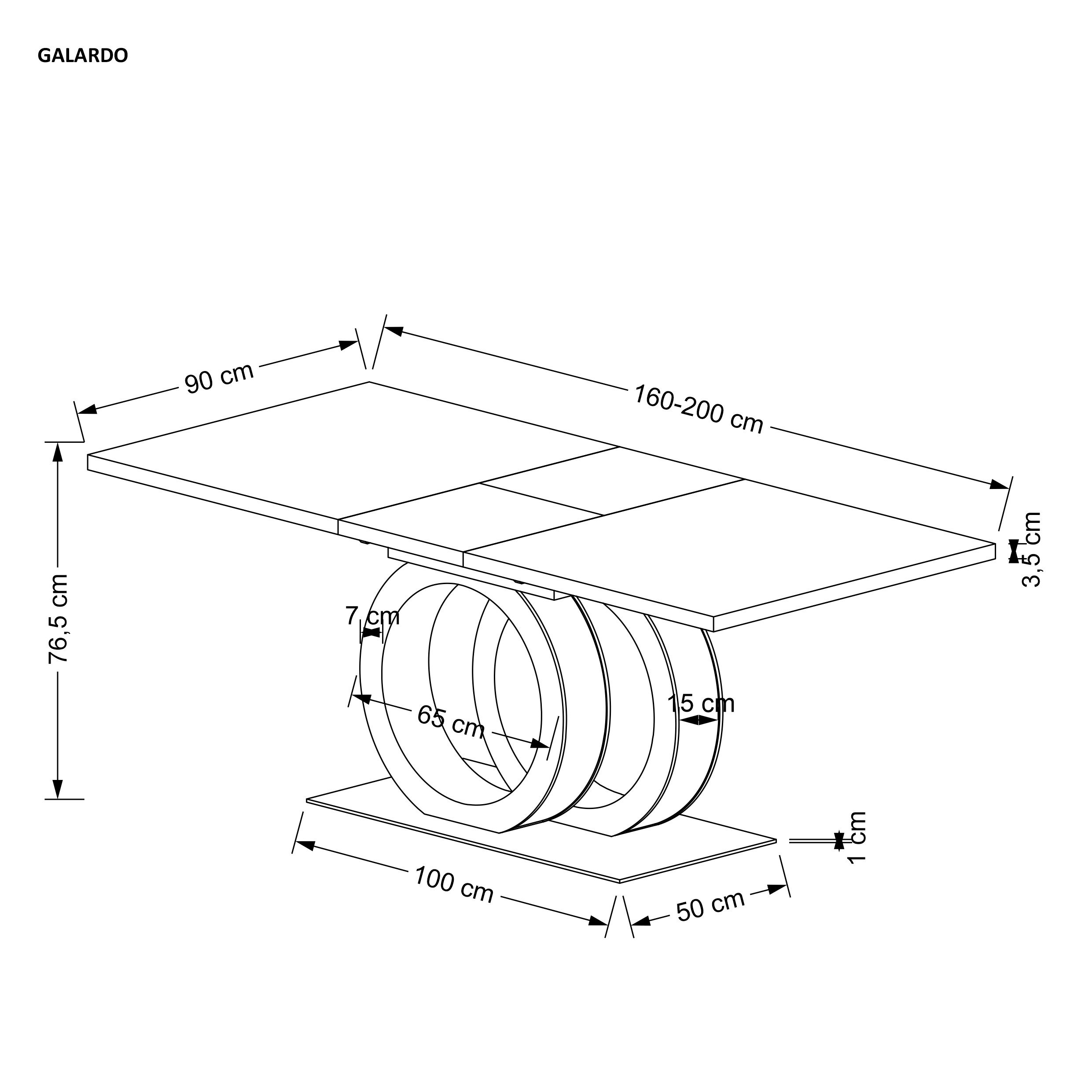 GALARDO stół rozkładany, biały / złoty