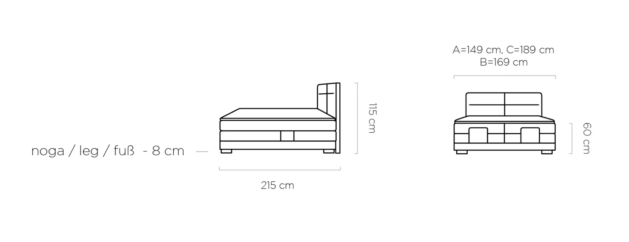 Łóżko kontynentalne Valsen 180x200