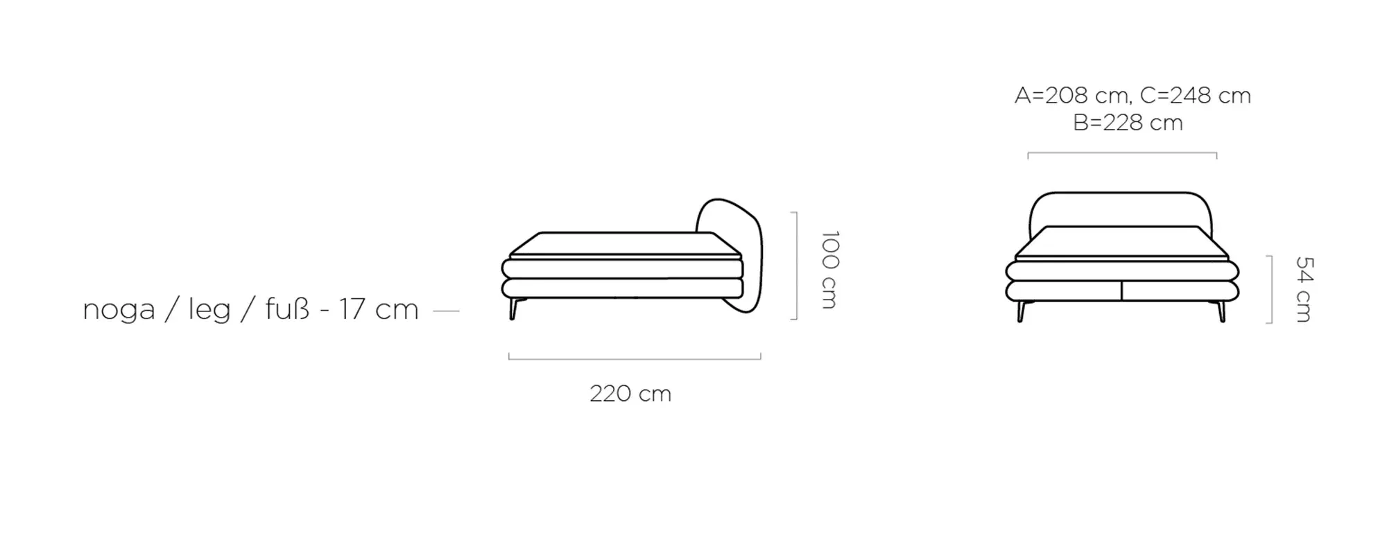 Łóżko Kontynentalne Ovo 140x200