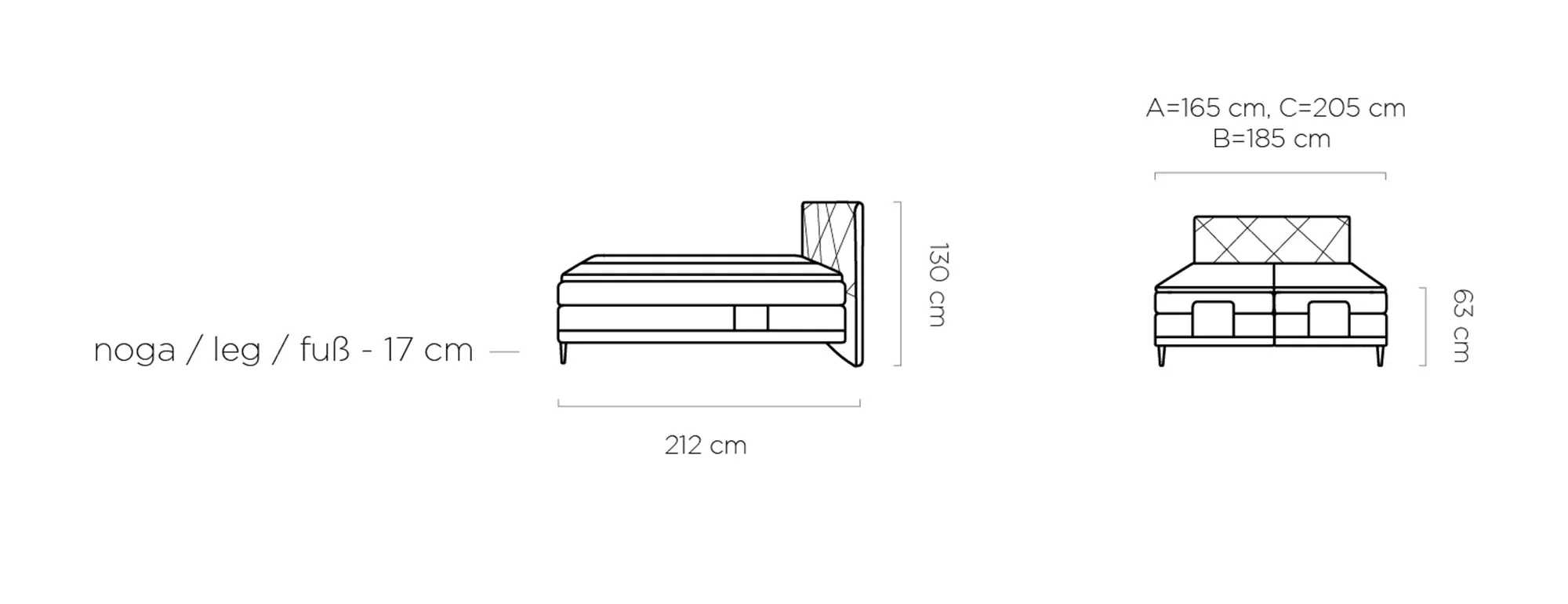 Łóżko Kontynentalne Noel 160x200
