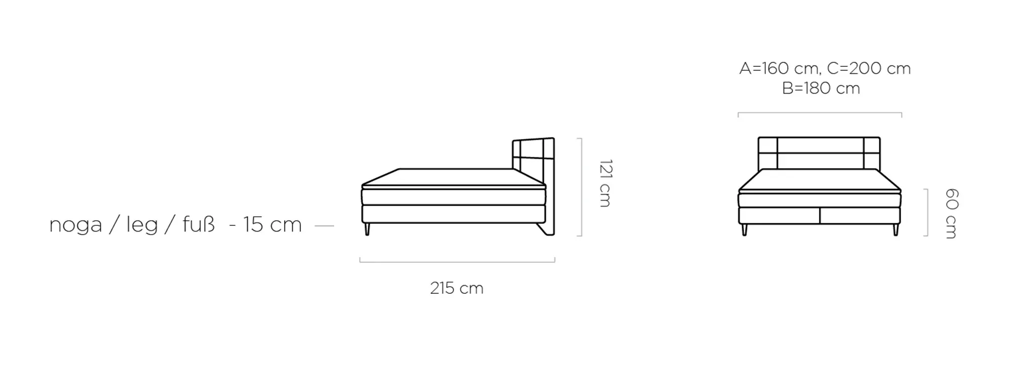 Łóżko Kontynentalne Lucio 160x200