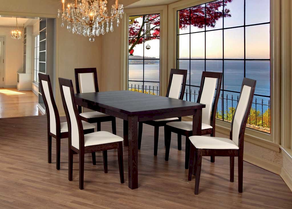 Stół Fornir Max 6 + 6 krzeseł Kanzas Niski (zest. FX8)