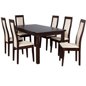 Stół Fornir Max 6 + 6 krzeseł Kanzas Niski (zest. FX8)