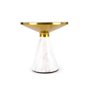 TALBI  ława biały marmur / biały / złoty