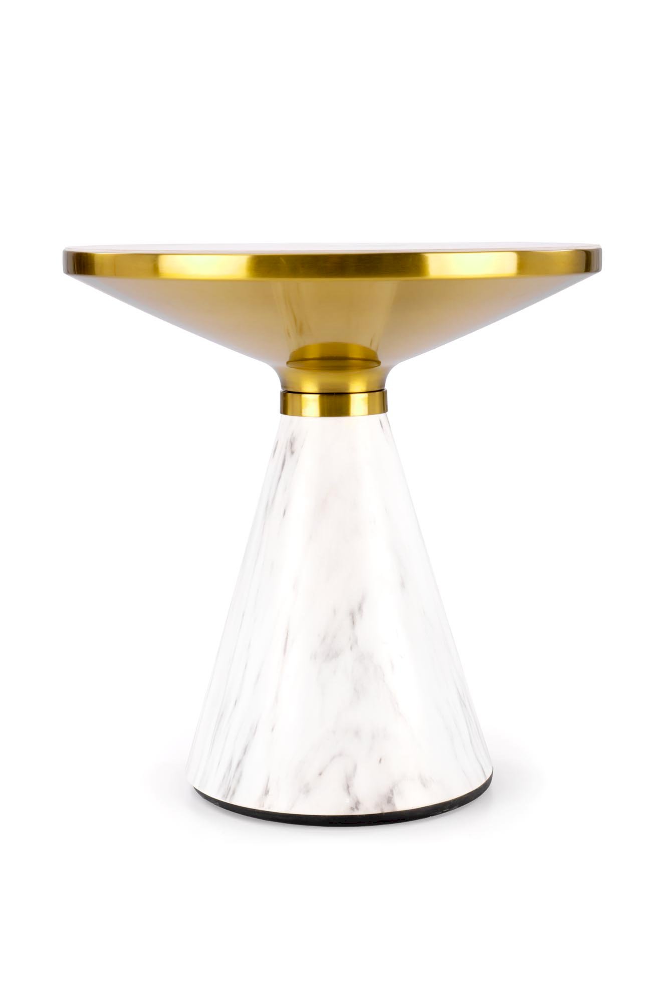 TALBI  ława biały marmur / biały / złoty