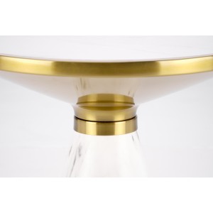 TALBI  ława biały marmur / biały / złoty