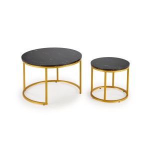 PAOLA zestaw 2 ław, czarny marmur / złoty