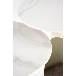 OSARIO zestaw 2 ław biały marmur / biały