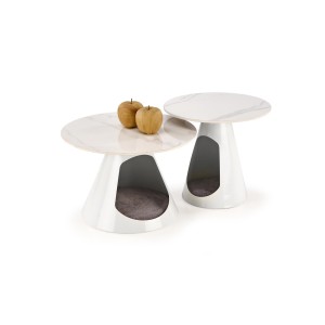 OSARIO zestaw 2 ław biały marmur / biały