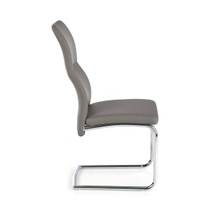 ARCO Krzesło metalowe chromowane / eko skóra kolor popiel