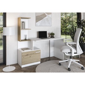 MISO biurko, biały / dąb artisan