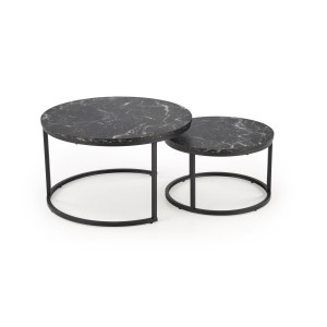 JAVA zestaw 2 ław, czarny marmur / czarny