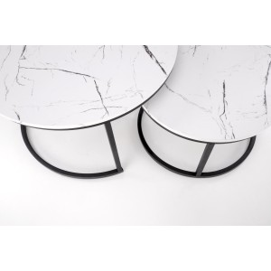JAVA zestaw 2 ław, biały marmur / czarny