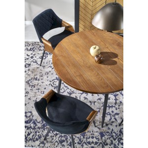 BARRY stół okrągły, blat - orzechowy, nogi - czarny