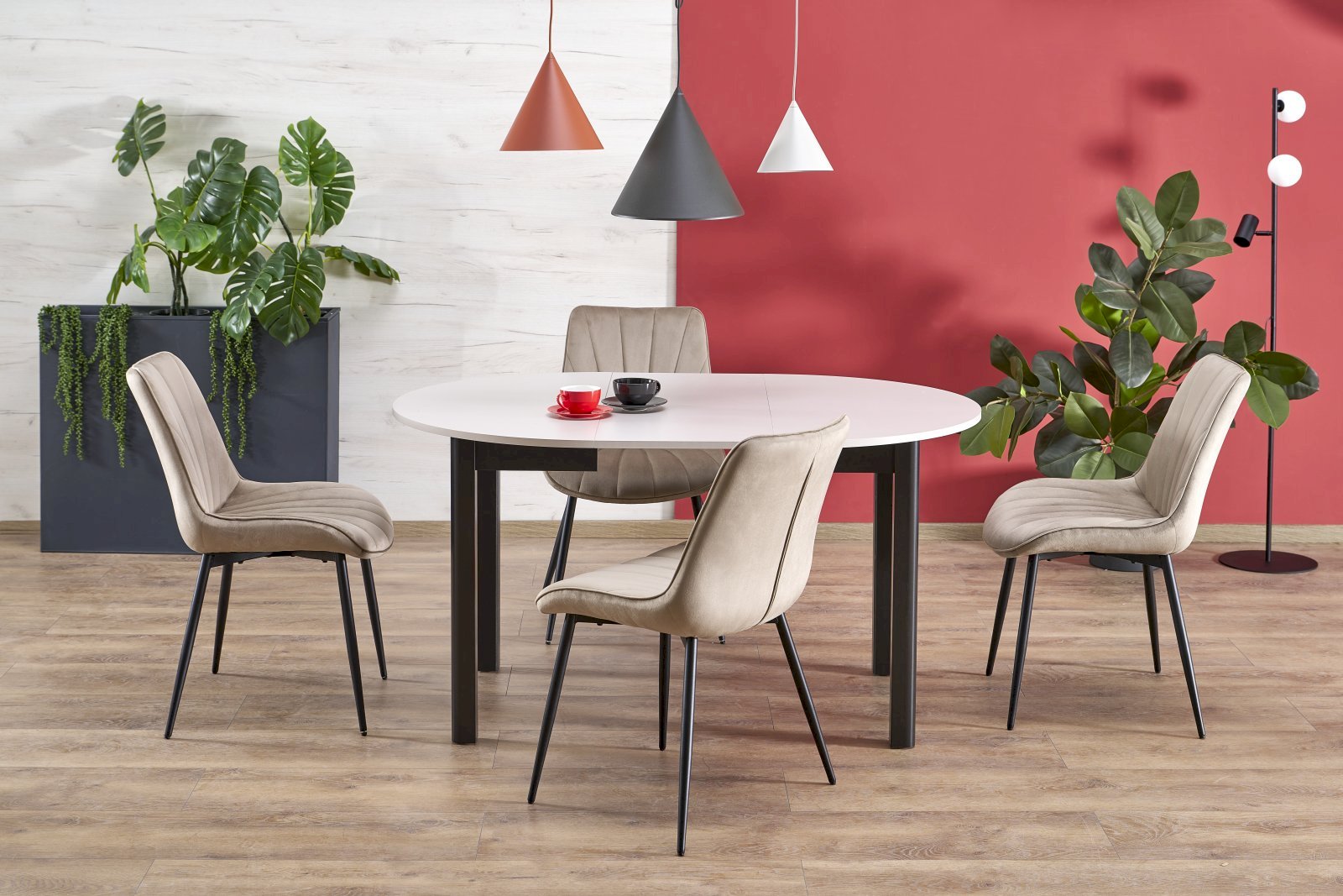 RINGO stół kolor blat kaszmir, nogi - czarny (102-142x102x76 cm)