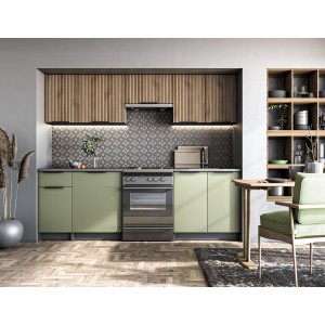 KSENIA 240 kuchnia zestaw korpus: antracyt, front: orzech / pistacja