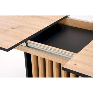 WILSON stół rozkładany, blat - dąb artisan / czarny, nogi - dąb artisan / czarny